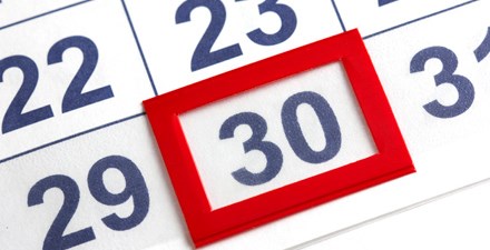 30 days marked on a calendar.