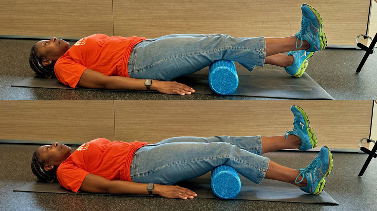 A PT demonstrates a short arc quad rais exercise