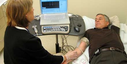 Male patient undergoing a medical test