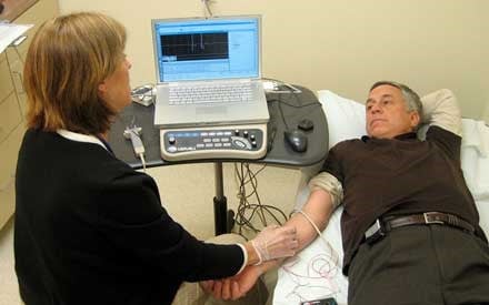 Male patient undergoing a medical test