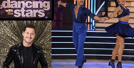 Dancing with the Stars Pro Val Chmerkovskiy and his partner dancing.