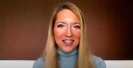 A physical therapist on video, explaining children's activities.