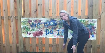 A physical therapist leading a lower-body strengthening program.