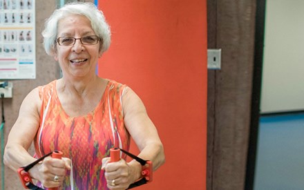 Joanne does strengthening exercises