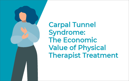 Illustration of a woman with carpal tunnel syndrome, holding her wrist