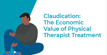 Illustration of a person holding their thigh due to claudication